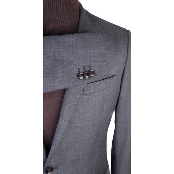 Sene Men's Sport Coat Jacket Blazer WOOL 2-Button Sz 38R Textured Gray SLIM EUC - Picture 6 of 13